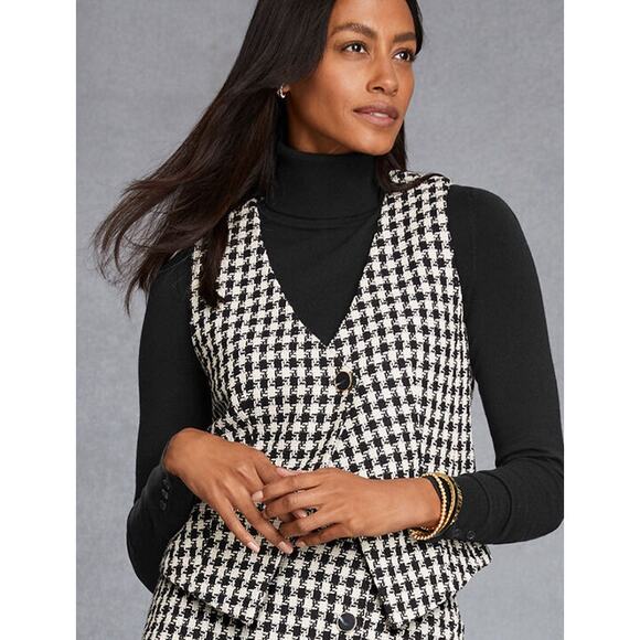 Talbots Houndstooth A-Line Skirt and Vest 2pc Set Women Sz 12 - Picture 10 of 16